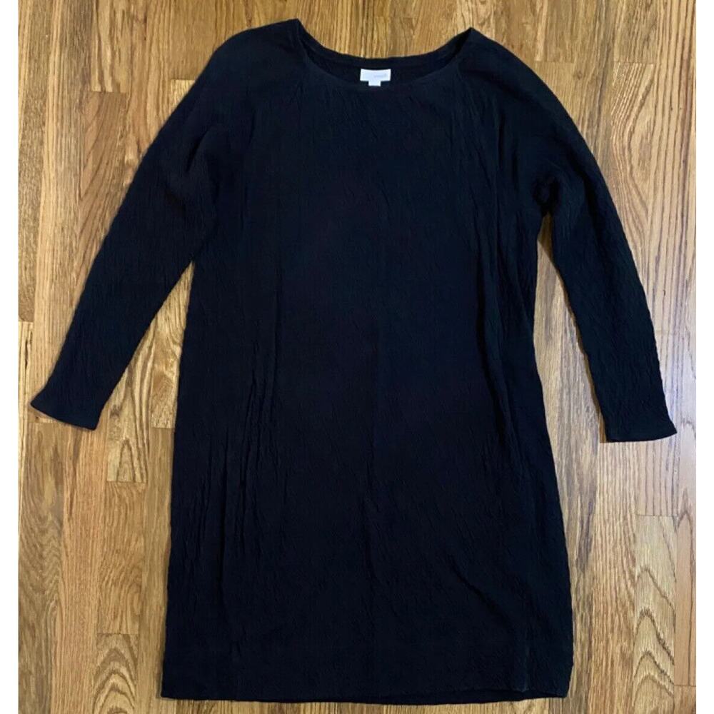 Pure J Jill Black Textured Dress Shift Sweater Long Sleeve Medium Has Pockets!